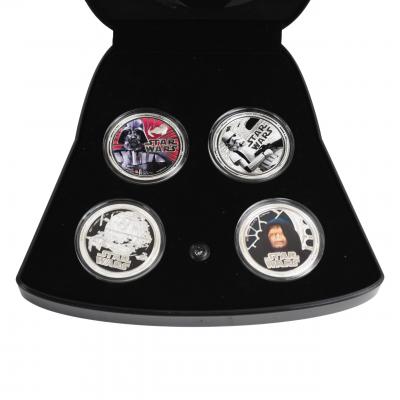 2011 Niue Star Wars 4 1 oz Silver Coin Set Proof Colorized Darth Vader Helmet