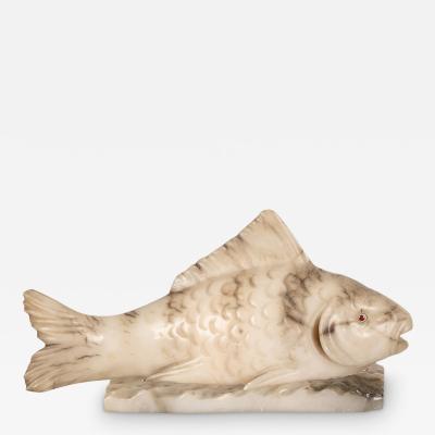 20th Century Alabaster Carved Fish Lamp