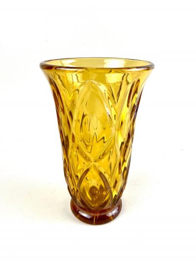 20th Century Ambercolored Art Deco Glass Vase CZ circa 1930