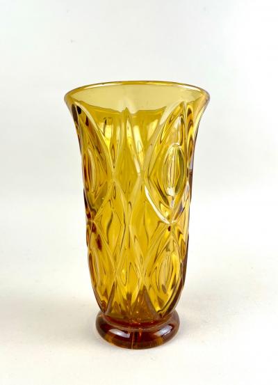 20th Century Ambercolored Art Deco Glass Vase CZ circa 1930