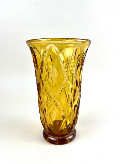 20th Century Ambercolored Art Deco Glass Vase CZ circa 1930