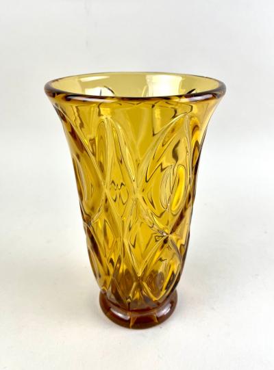 20th Century Ambercolored Art Deco Glass Vase CZ circa 1930