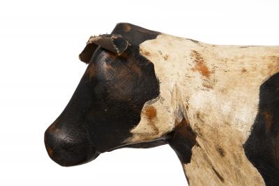 20th Century American Folk Art Whimsical Carved Painted Holstein Cow