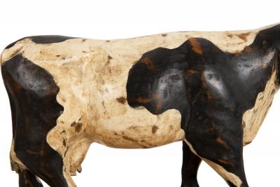 20th Century American Folk Art Whimsical Carved Painted Holstein Cow