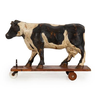 20th Century American Folk Art Whimsical Carved Painted Holstein Cow