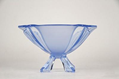 20th Century Art Deco Blue Glass Bowl Austria circa 1920