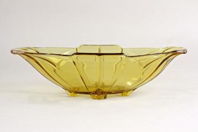20th Century Art Deco Glass Bowl Jardiniere Amber Colored Austria circa 1920