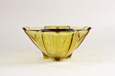 20th Century Art Deco Glass Bowl Jardiniere Amber Colored Austria circa 1920