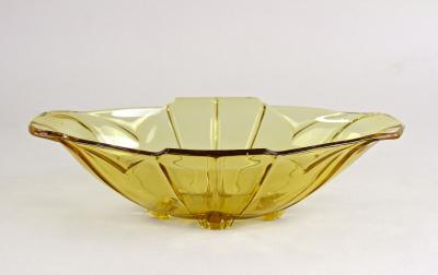 20th Century Art Deco Glass Bowl Jardiniere Amber Colored Austria circa 1920