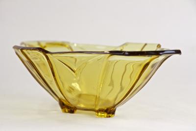20th Century Art Deco Glass Bowl Jardiniere Amber Colored Austria circa 1920