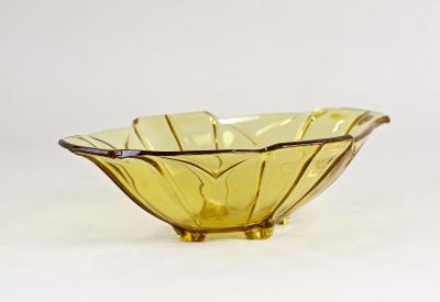 20th Century Art Deco Glass Bowl Jardiniere Amber Colored Austria circa 1920