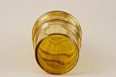 20th Century Art Deco Glass Decanter Set Amber Colored Gilt CZ ca 1920