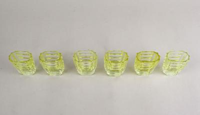 20th Century Art Deco Glass Decanter Set With 6 Shot Glasses CZ ca 1920