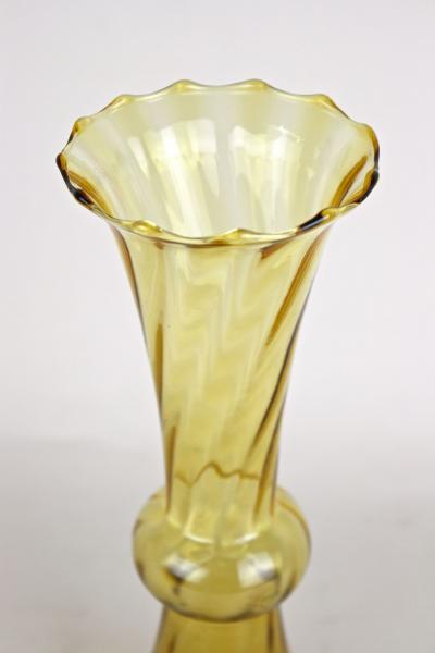 20th Century Art Deco Glass Vase Amber Colored Austria ca 1920