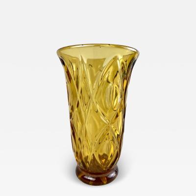 20th Century Art Deco Glass Vase Amber Colored Austria circa 1920