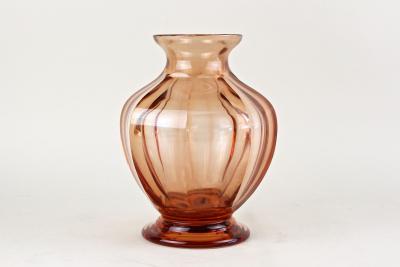 20th Century Art Deco Glass Vase Corall Colored Austria ca 1920