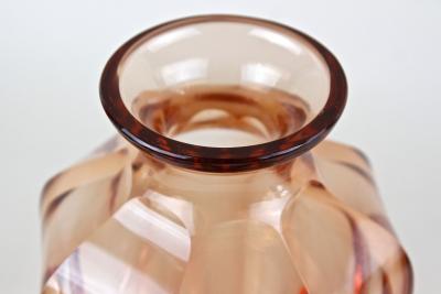 20th Century Art Deco Glass Vase Corall Colored Austria ca 1920