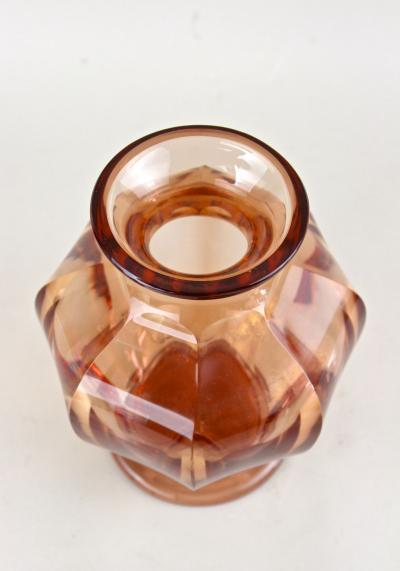 20th Century Art Deco Glass Vase Corall Colored Austria ca 1920