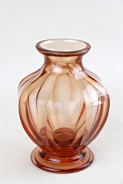 20th Century Art Deco Glass Vase Corall Colored Austria ca 1920
