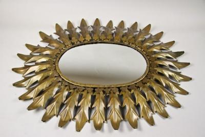 20th Century Art Deco Oval Sunburst Wall Mirror France circa 1920