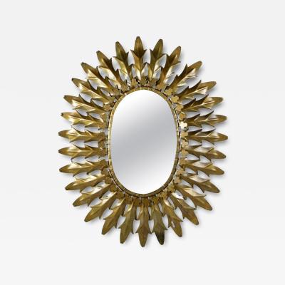 20th Century Art Deco Oval Sunburst Wall Mirror France circa 1920