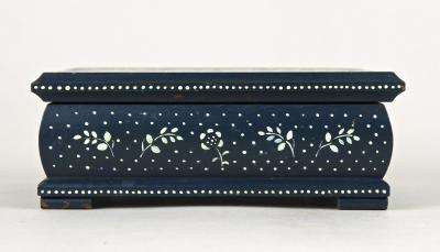 20th Century Art Deco Prussian Blue Jewelry Box Handpainted Austria ca 1920