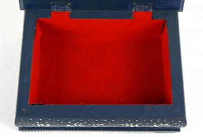 20th Century Art Deco Prussian Blue Jewelry Box Handpainted Austria ca 1920