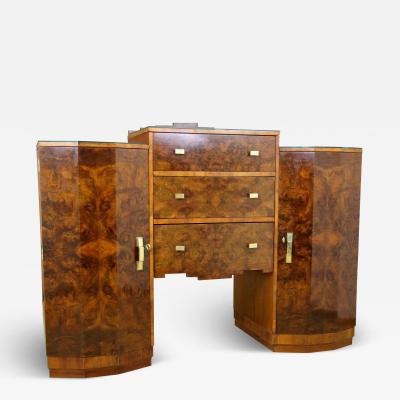 20th Century Art Deco Sideboard Buffet Burr Walnut Bookmatched AT ca 1930