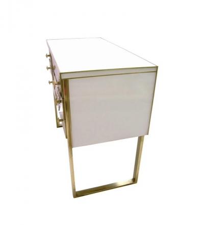 20th Century Art Deco Style Italian White Black Gold Chest Cabinet Sideboard