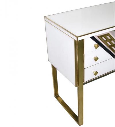 20th Century Art Deco Style Italian White Black Gold Chest Cabinet Sideboard