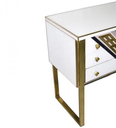 20th Century Art Deco Style Italian White Black Gold Chest Cabinet Sideboard