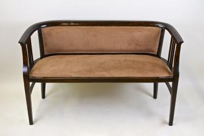 20th Century Art Nouveau Bentwood Bench newly upholstered Austria circa 1910