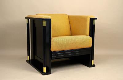 20th Century Art Nouveau Black Armchair School Of Josef Hoffmann AT ca 1910