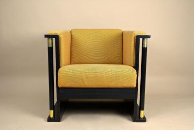 20th Century Art Nouveau Black Armchair School Of Josef Hoffmann AT ca 1910