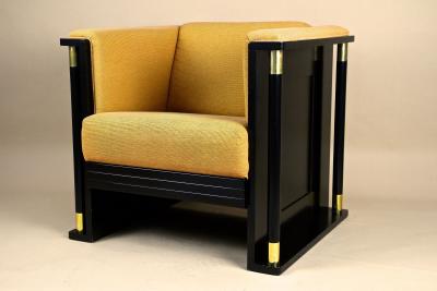 20th Century Art Nouveau Black Armchair School Of Josef Hoffmann AT ca 1910