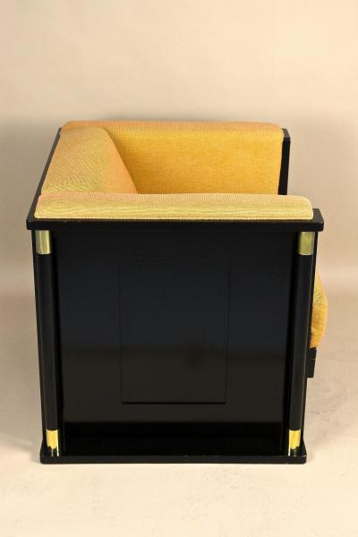 20th Century Art Nouveau Black Armchair School Of Josef Hoffmann AT ca 1910