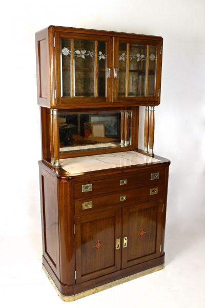 20th Century Art Nouveau Cabinet Buffet by H B ck Mahogany Austria ca 1910