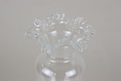 20th Century Art Nouveau Clear Glass Vase Ruffled Edge Austria circa 1910