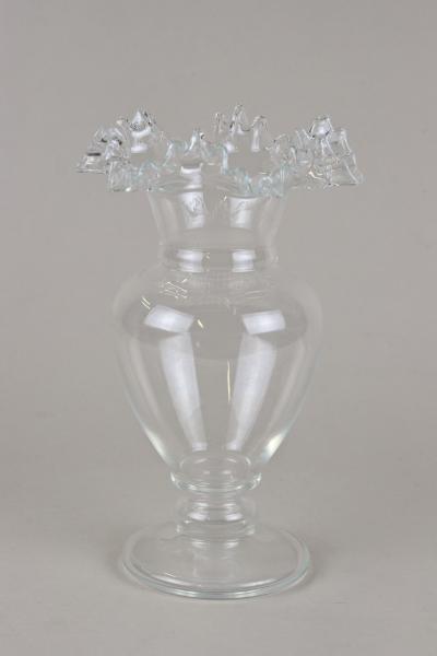 20th Century Art Nouveau Clear Glass Vase Ruffled Edge Austria circa 1910