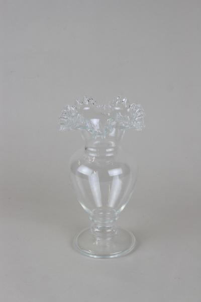 20th Century Art Nouveau Clear Glass Vase Ruffled Edge Austria circa 1910