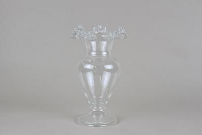 20th Century Art Nouveau Clear Glass Vase Ruffled Edge Austria circa 1910