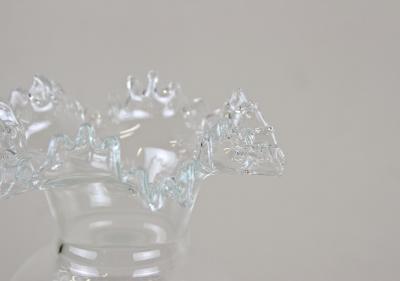 20th Century Art Nouveau Clear Glass Vase Ruffled Edge Austria circa 1910