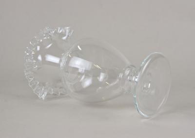 20th Century Art Nouveau Clear Glass Vase Ruffled Edge Austria circa 1910