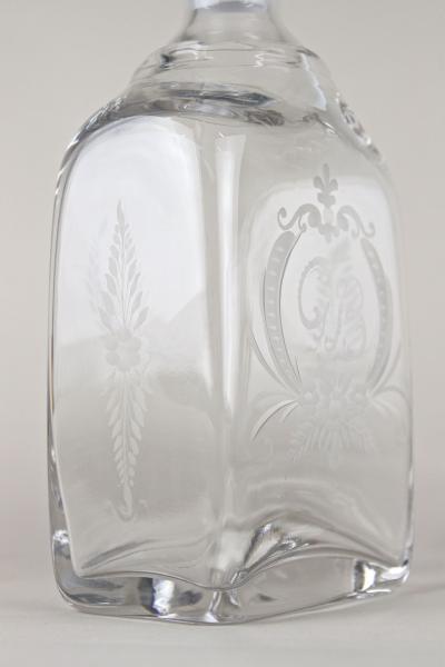 20th Century Art Nouveau Decanter Liquor Glass Bottle Engraved AT ca 1915