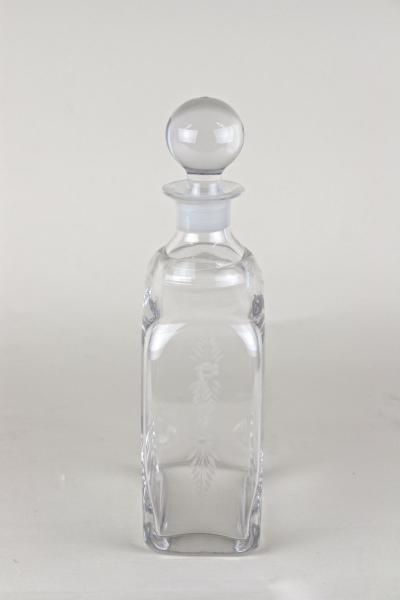 20th Century Art Nouveau Decanter Liquor Glass Bottle Engraved AT ca 1915
