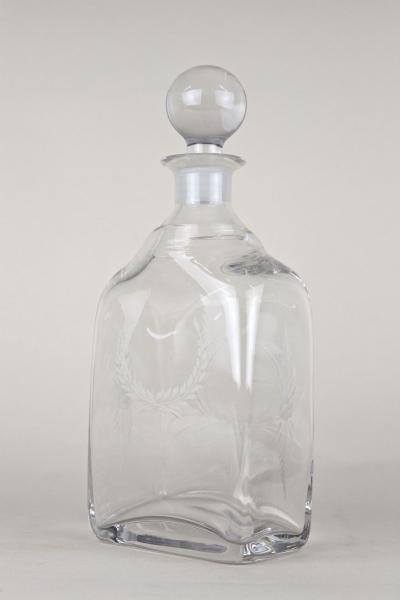 20th Century Art Nouveau Decanter Liquor Glass Bottle Engraved AT ca 1915