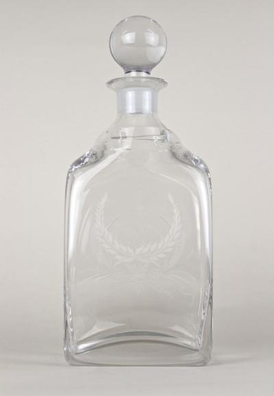 20th Century Art Nouveau Decanter Liquor Glass Bottle Engraved AT ca 1915