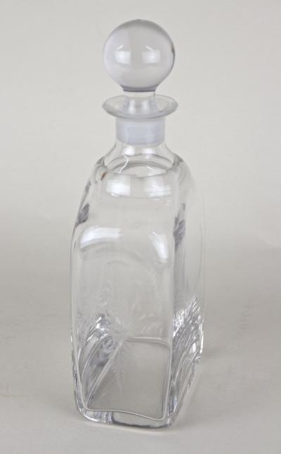 20th Century Art Nouveau Decanter Liquor Glass Bottle Engraved AT ca 1915