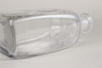 20th Century Art Nouveau Decanter Liquor Glass Bottle Engraved AT ca 1915