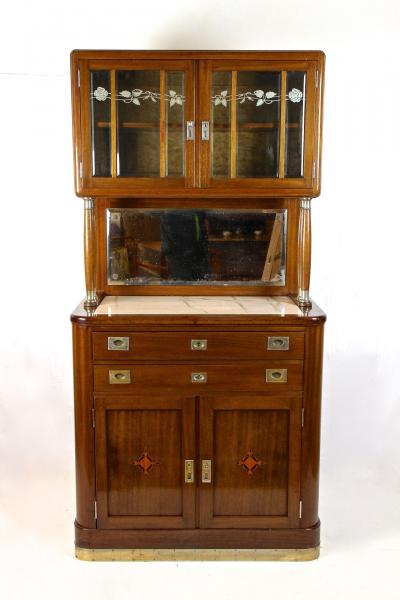 20th Century Art Nouveau Mahogany Buffet Cabinet by H B ck Austria ca 1910